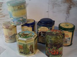 7er Set Vintage Blechdosen Vorratsdosen Keksdosen Deko Ra...