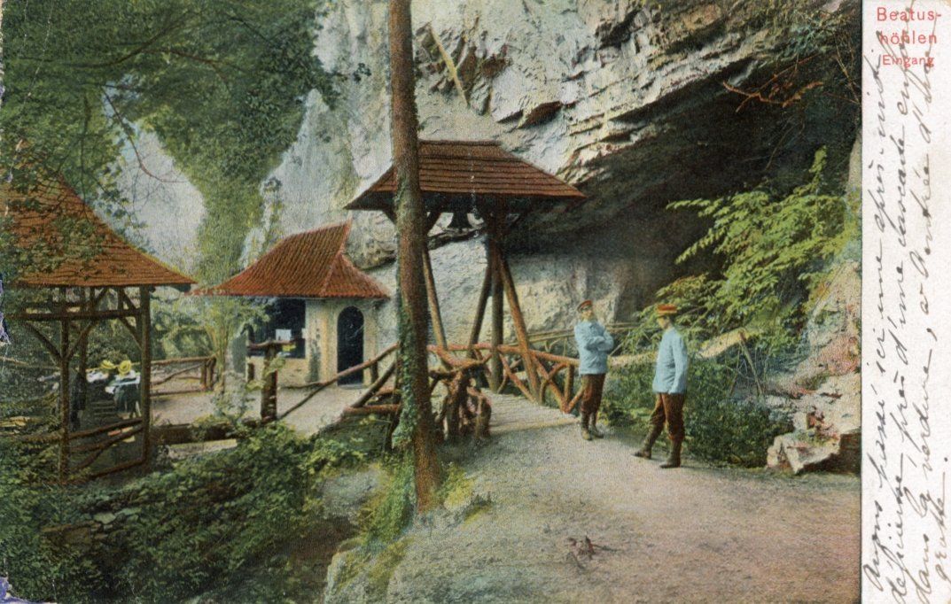 Cartoline postali: Beatushöhlen  BE  -   Eingang       um 1906 – Usato da Brig venduto da Valcards54