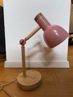 Table Lamp Pink and Wood Finish Like New Condition