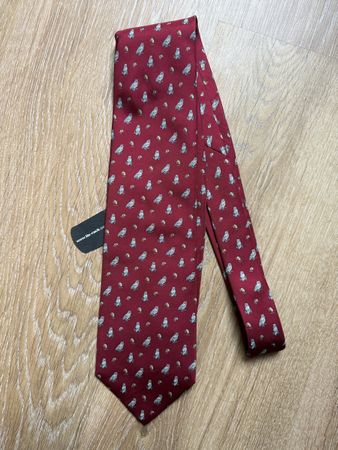 Cravate vintage neuve soie bordeaux hiboux Tie Rack 