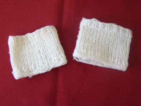 2x Handgestrickte Pulswärmer, weiss, Wolle