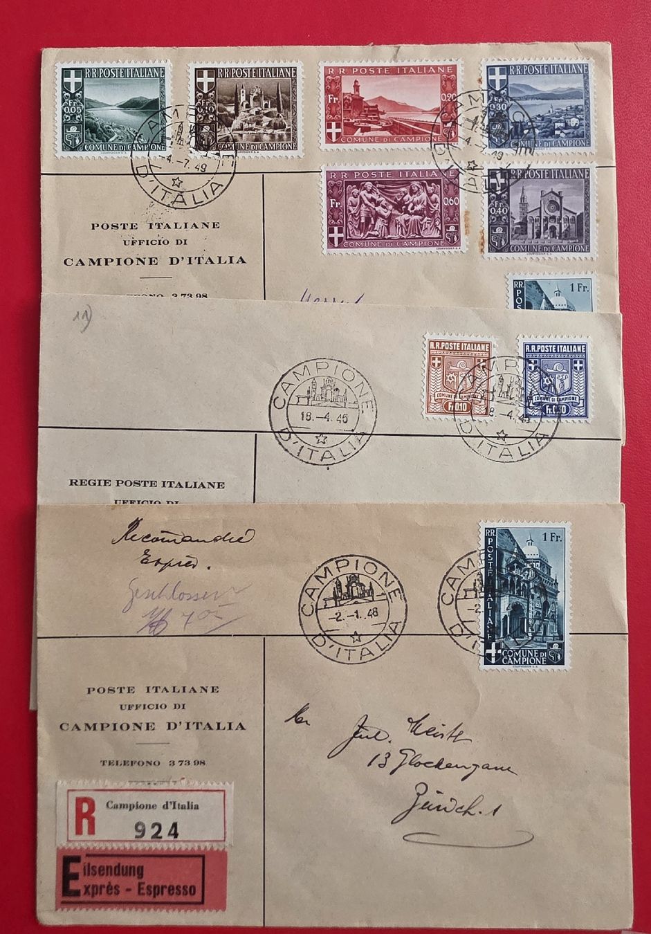 Tutti i francobolli: CAMPIONE Briefmarken -Brief – Usato da Bern venduto da Kocholo