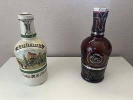 Zwei dekorative Bierflaschen mit Henkel – Sonnenbräu & Hopfe