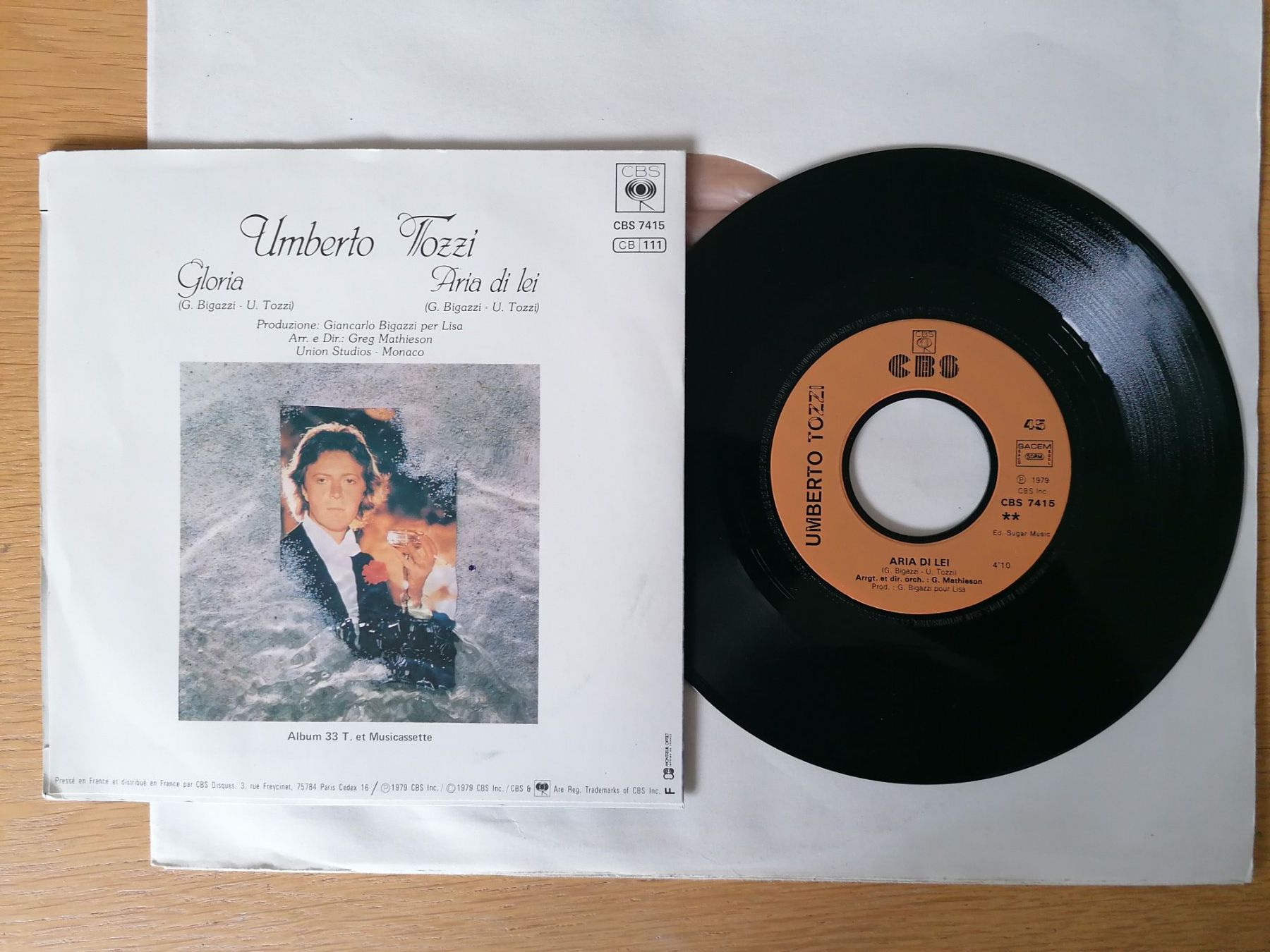 Dischi in vinile: Umberto Tozzi "Gloria" 7" Vinyl 1979 – Usato da Beinwil am See venduto da Funkthesizer 1
