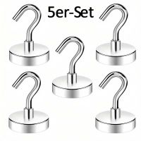 5er-Set   Neodym-Magnet mit Haken, bärenstark, Ø 20 mm