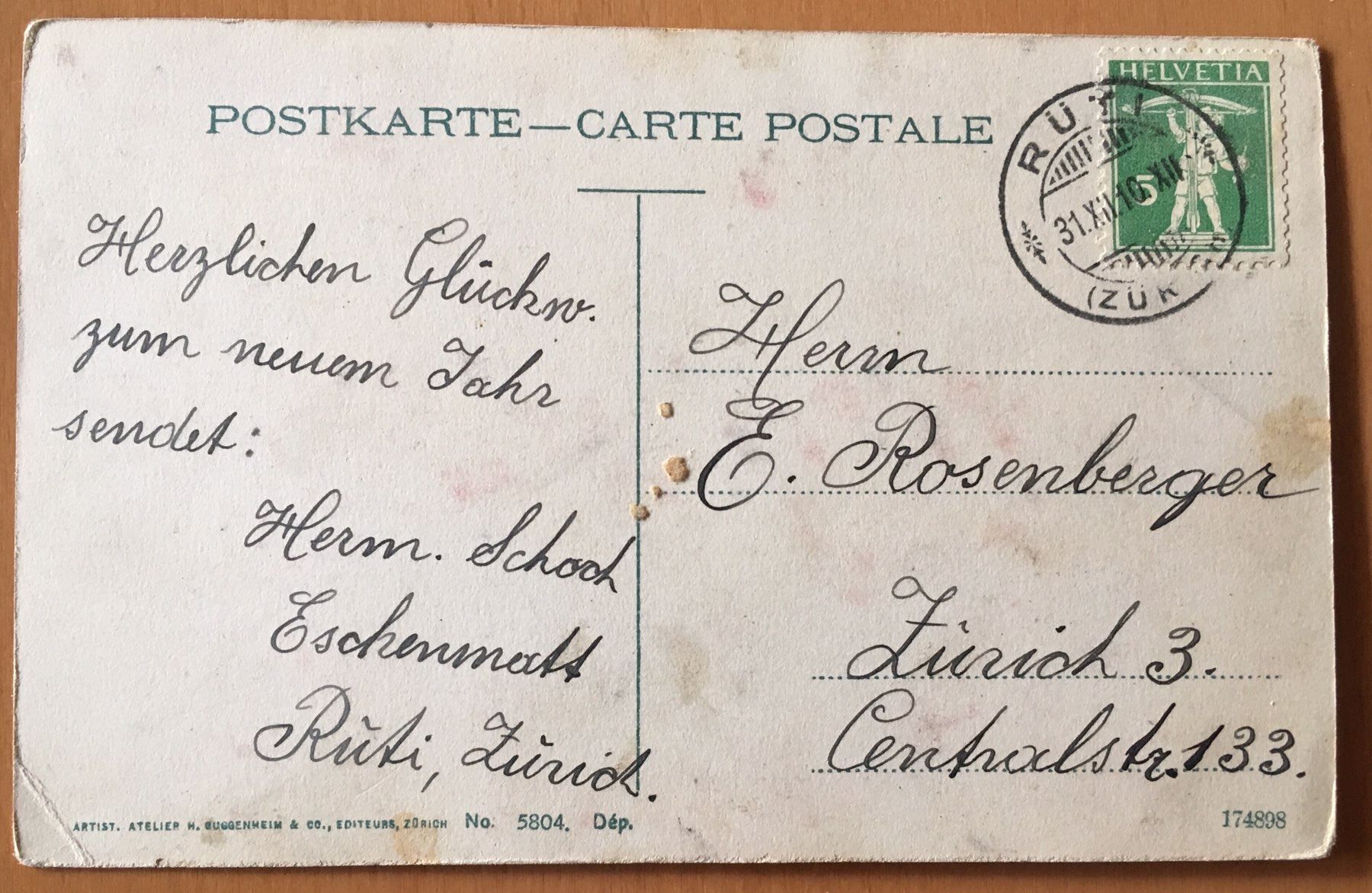 Cartoline postali: Rüti 1910 – Usato da Kreuzlingen venduto da Rschweiz1 1