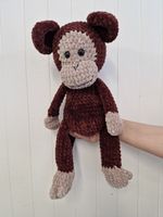 Peluche tricoté main SINGE velours 40cm
