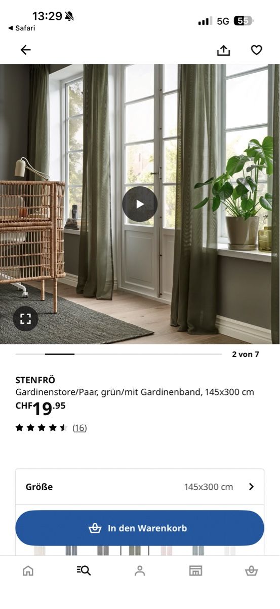 Ikea Rideaux: Ikea STENFRÖ Vorhänge 6x in der Farbe Grün – Neuf (Voir description) à Dulliken par nao_8mtc