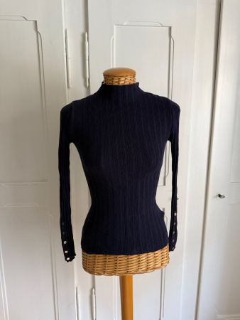 TOPSHOP - Feinstrick Langarmshirt dunkelblau 34