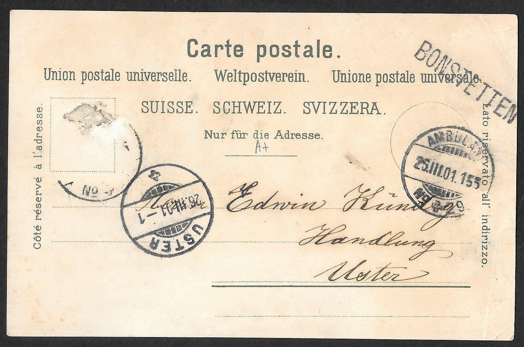 Cartoline postali: Bonstetten farbige Lithografie 5 Bilder – Usato da Olten venduto da clotaldi 1