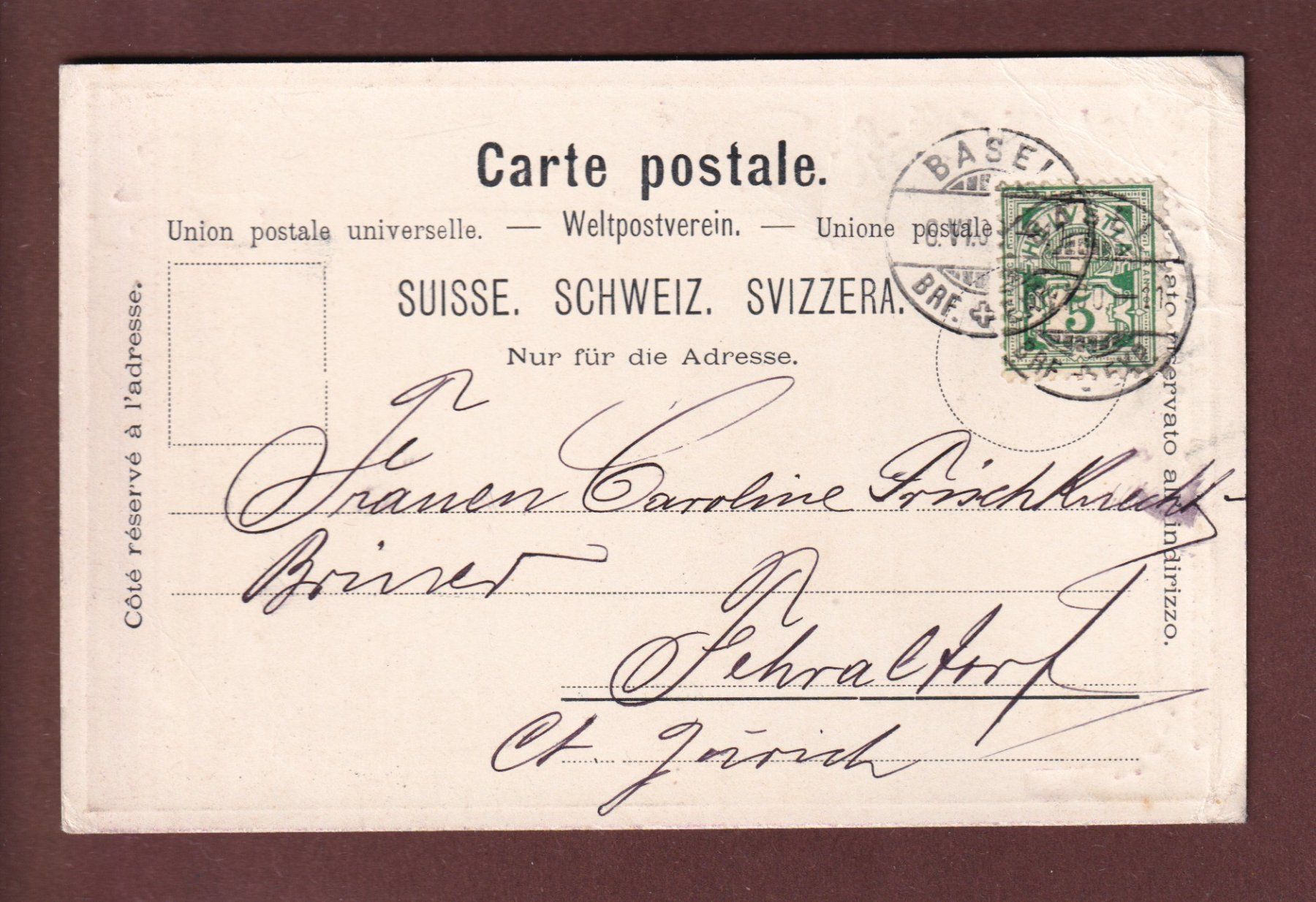 Cartoline postali: Gruss aus BASEL - Metallischer Effekt - 1900 – Usato da Pully venduto da nicecards 1
