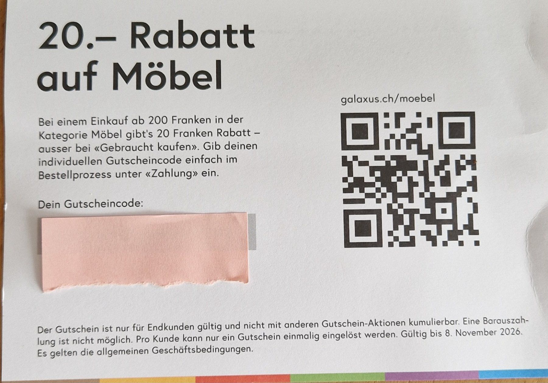 Galaxus Gutscheine: Galaxus Rabattcode 20.- Fr. auf Möbel – Neu und originalverpackt aus Waltenschwil von Jb85