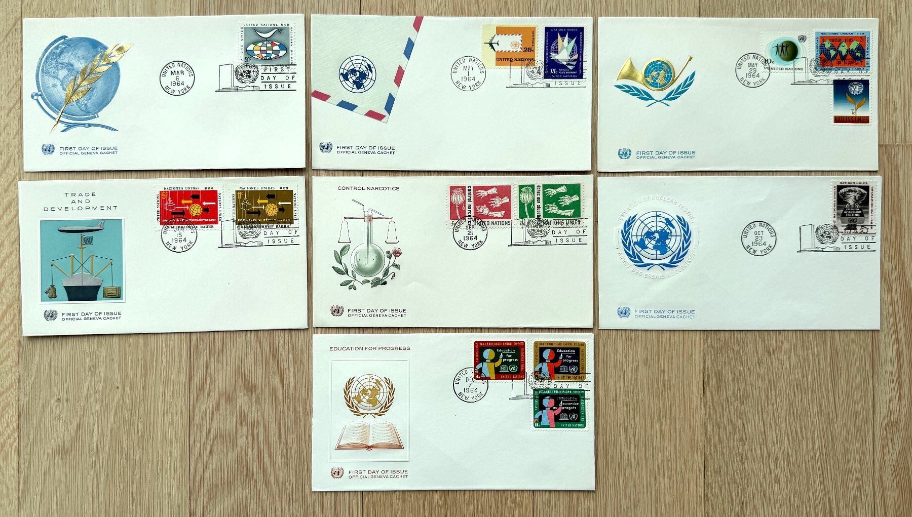 Alle Briefmarken: FDC United Nations New York 1964 – Gebraucht aus Zürich von Marfe1