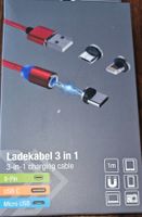 Magnetisches 3-in-1 Daten & Ladekabel. Farbe Rot