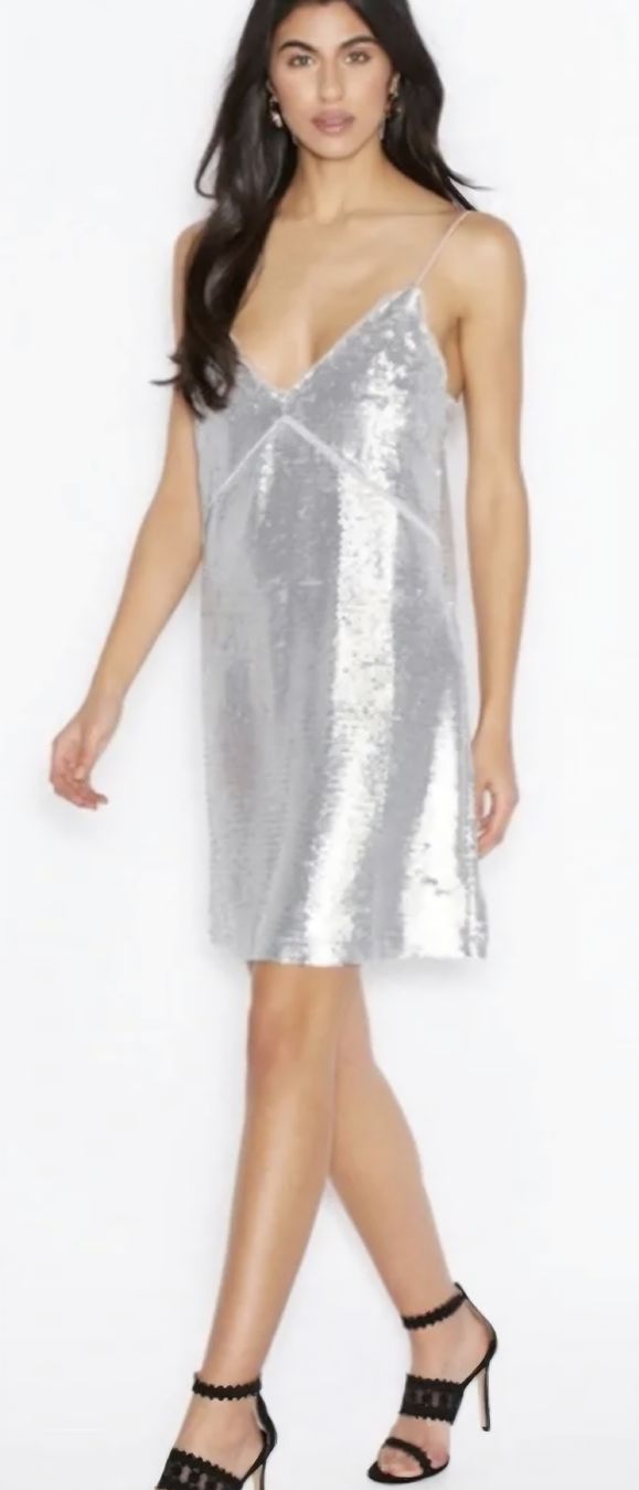Mango Vestiti: Cocktailkleid Mango Pailletten Silber Grösse S – Usato da Dättwil AG venduto da Globetrotter2000 1
