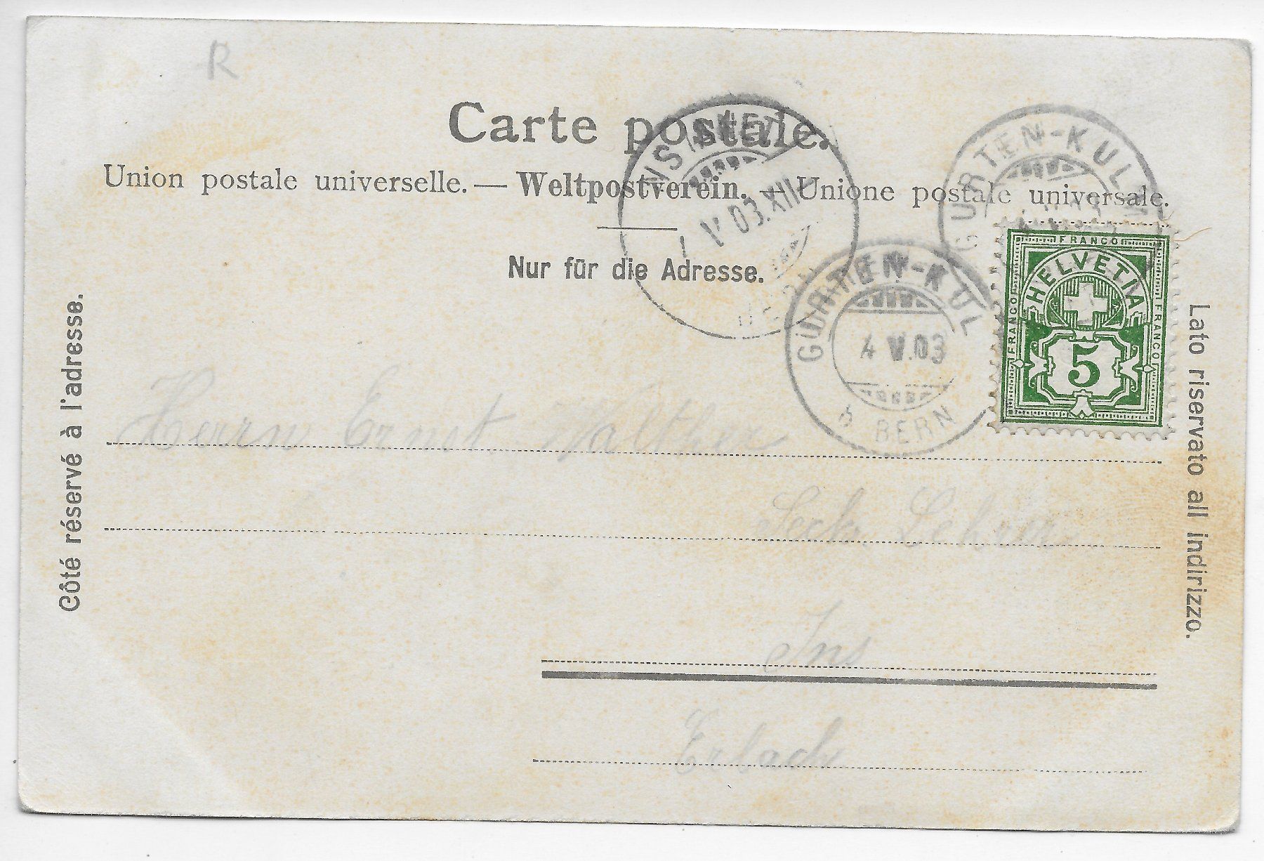 Cartoline postali: Gurten-Kulm um 1903 – Usato da Hefenhofen venduto da Richsalz 1