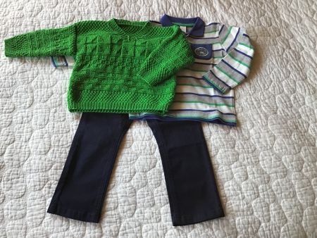Frühlings-Set Gr. 92: Pullover, Poloshirt & Stoffhose