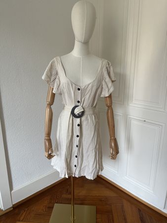 Zara Cream Linen Blend Dress, Size M, Summer Ready!