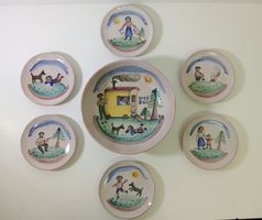 7tlg Meister Keramik Set Dübendorf Handarbeit 1940er Top!