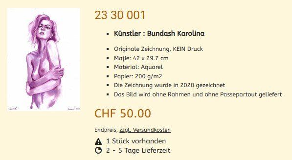 Dipinti: Lagerräumung Original Aquarell  23 30 01 – Nuovo (secondo la descrizione) da Hagenbuch ZH venduto da Art-Agency 1
