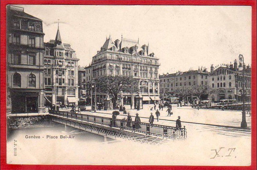Ansichtskarten: GENÈVE PLACE BEL-AIR 1902 – Gebraucht aus Grüningen von Kartenlaube