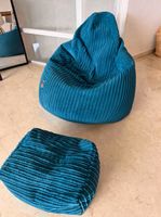 Beanbag chair ottoman blue corduroy Loungepug new