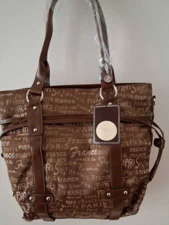 Braune Handtasche mit Paris Motiv - Top Zustand!