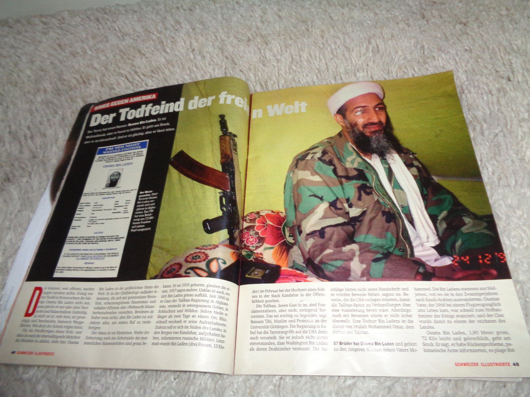 Riviste & Magazine: *** Schweizer Illustrierte *** 2001 / Krieg gegen Amerika – Usato da Othmarsingen venduto da Leuchtturmlady 4