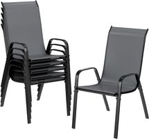Gartenstühle 6er Set stapelbar Textilene Stahl grau 150kg