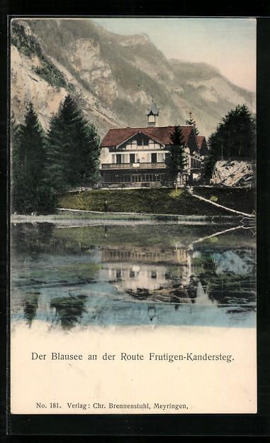 Cartoline postali: AK Frutigen, Blausee mit Gebäude – Usato da Berlin venduto da bartko-reher