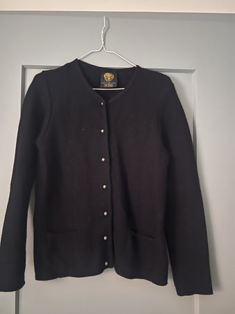 Schwarzer Vintage-Cardigan aus reiner Schurwolle 