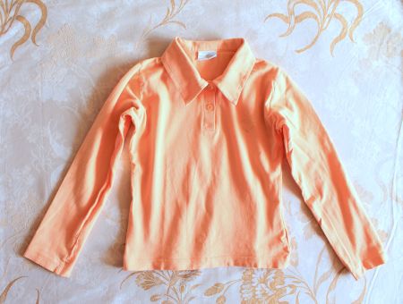 LANGARMSHIRT / Poloshirt mit Glitzerherz Apricot  128