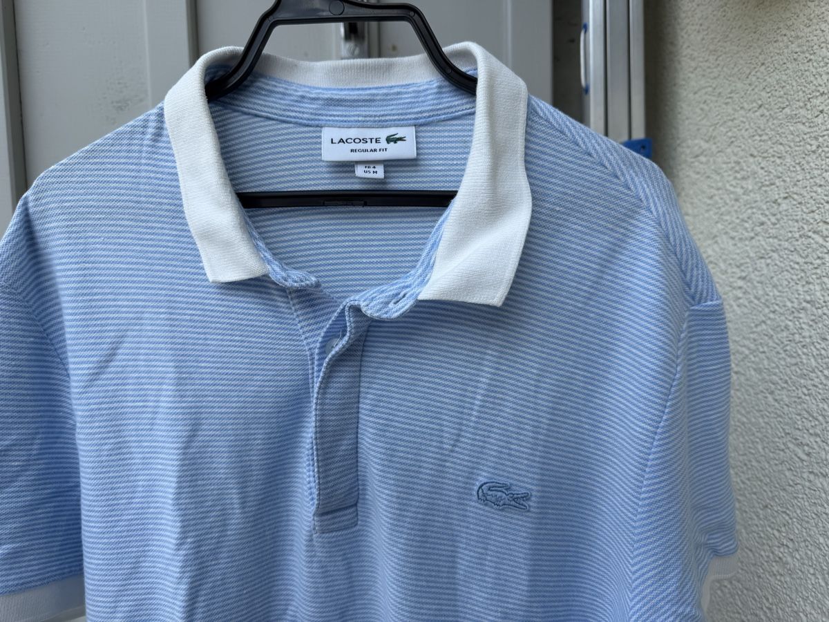 Lacoste Magliette Polo: Lacoste Poloshirt gestreift hellblau Grösse 4 / M – Usato da Schattdorf venduto da lestage 1