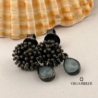 Silberohrhänger, schwarz rhodiniert, mit Aquamarin