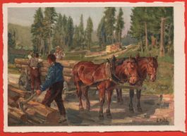 KÜNSTLER AK E. Hodel: Im Holzschlag