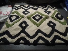 Kissenbezug beige/grün/schwarz, geometrisches Muster