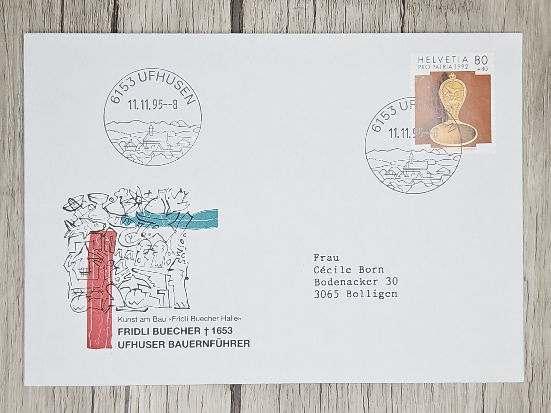 Tutti i francobolli: CL11 Enveloppe + Timbre Suisse 1995 – Usato da Cousset venduto da Patrick_Collections