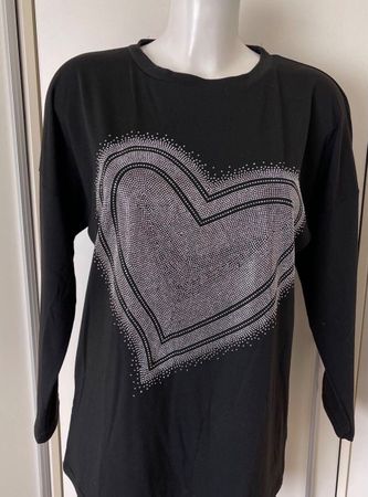Langarmshirt mit grossem Glitzerherz XL