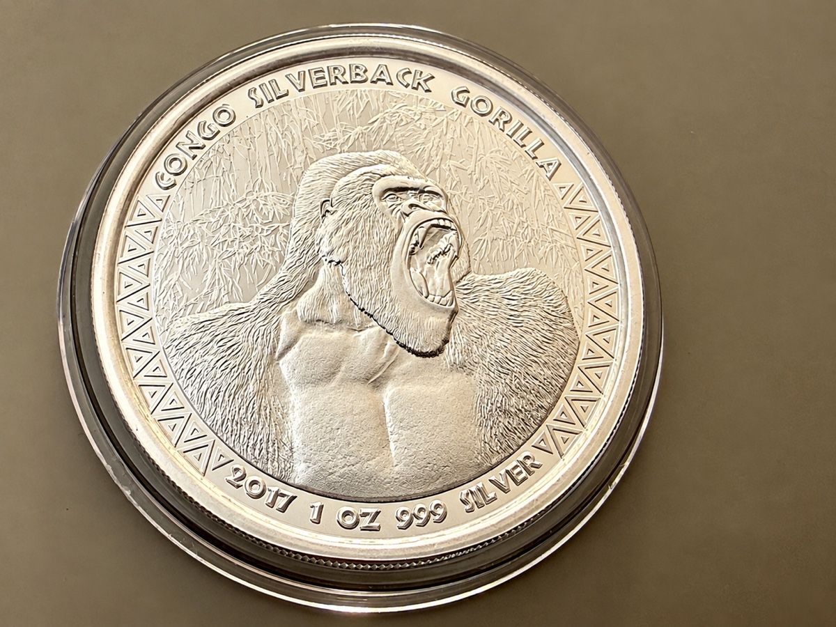 Tutti le monete: 1 oz Silber Congo Silverback Gorilla 2017 – Nuovo (secondo la descrizione) da Zürich venduto da Circle-9-Coins