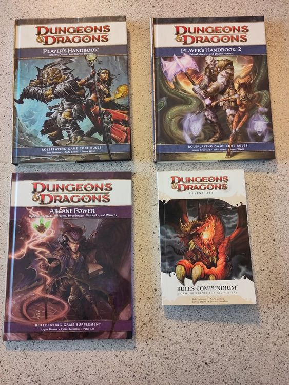 DnD 4e Dungeons And Dragons Rulebooks (PHB, PHB2, AP, Comp) Kaufen