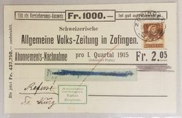 B20) 127, Tell 12 Rp. Einzelfrankatur sehr selten Kt. 500.-+