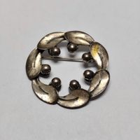 Broche vintage couronne feuilles BEAU STERLING -Argent