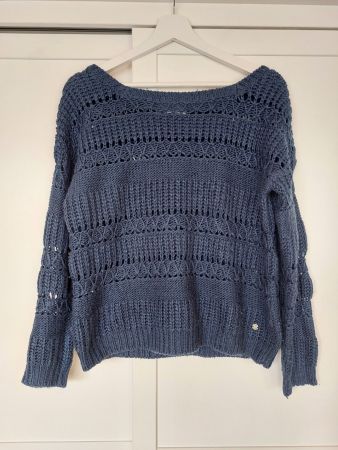 Roxy Strickpullover Grobstrick Grösse S, Blau, Boho Style