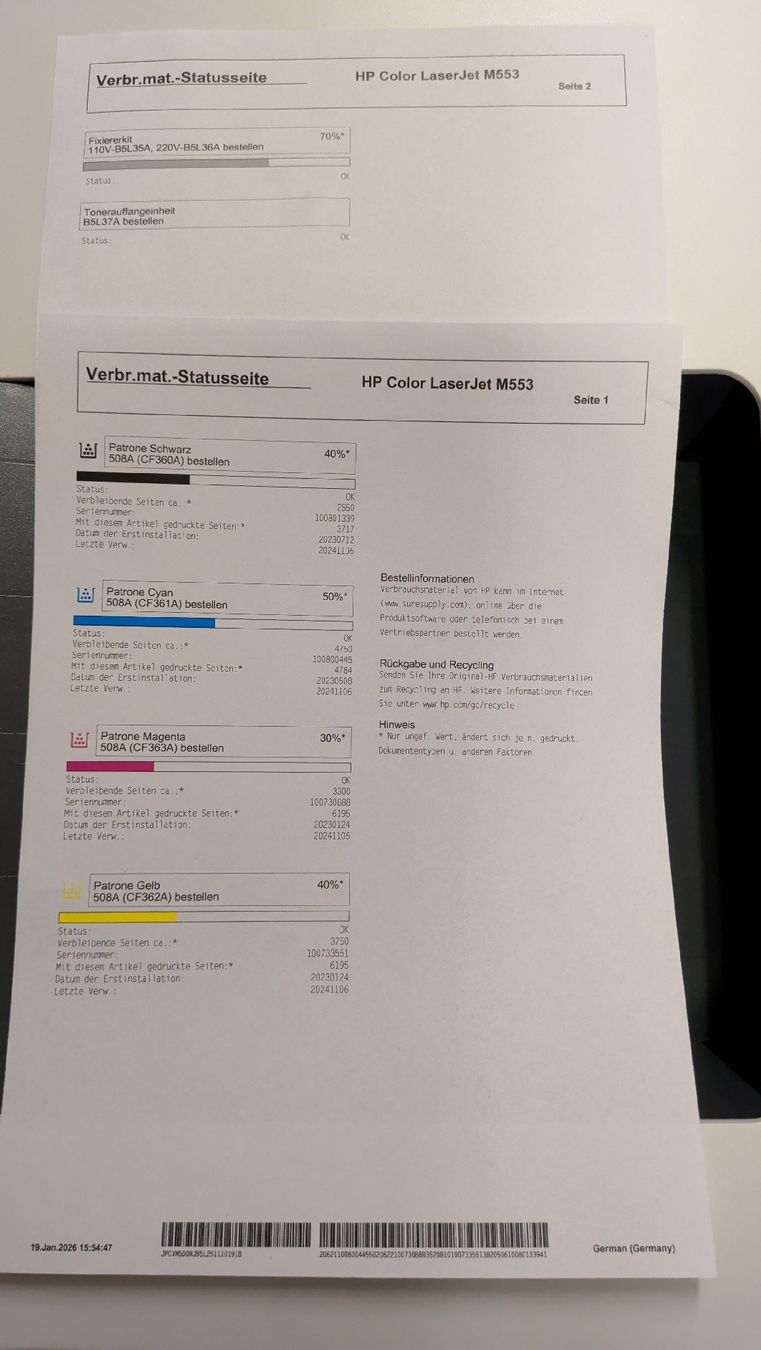 Hewlett Packard Stampanti: HP Color LaserJet Enterprise M553 – Usato da St. Niklausen LU venduto da Sebastian-D 1