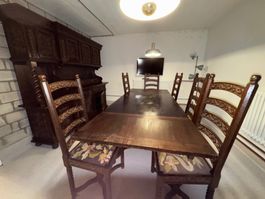 Antike Esszimmer-Garnitur Eiche, Neorenaissance