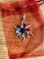 Silber Chakra Anhänger mit Halbedelsteinen