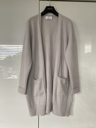 ALLUDE Strickjacke Kaschmir hellgrau/beige Gr.L 
