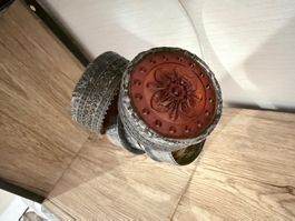 Poudrière XIXe Cristal Ambré—Rare  - Provenance Maison Biron