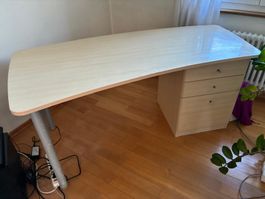 Schreibtisch mit Schubladen L-Form hellbraun guter Zustand