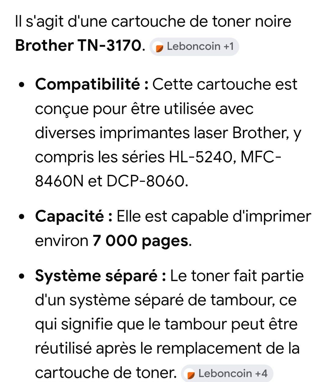 Brother Cartouches & Toner: Toner TN-3170 – D'occasion à Biel/Bienne par raf_2yqq 1